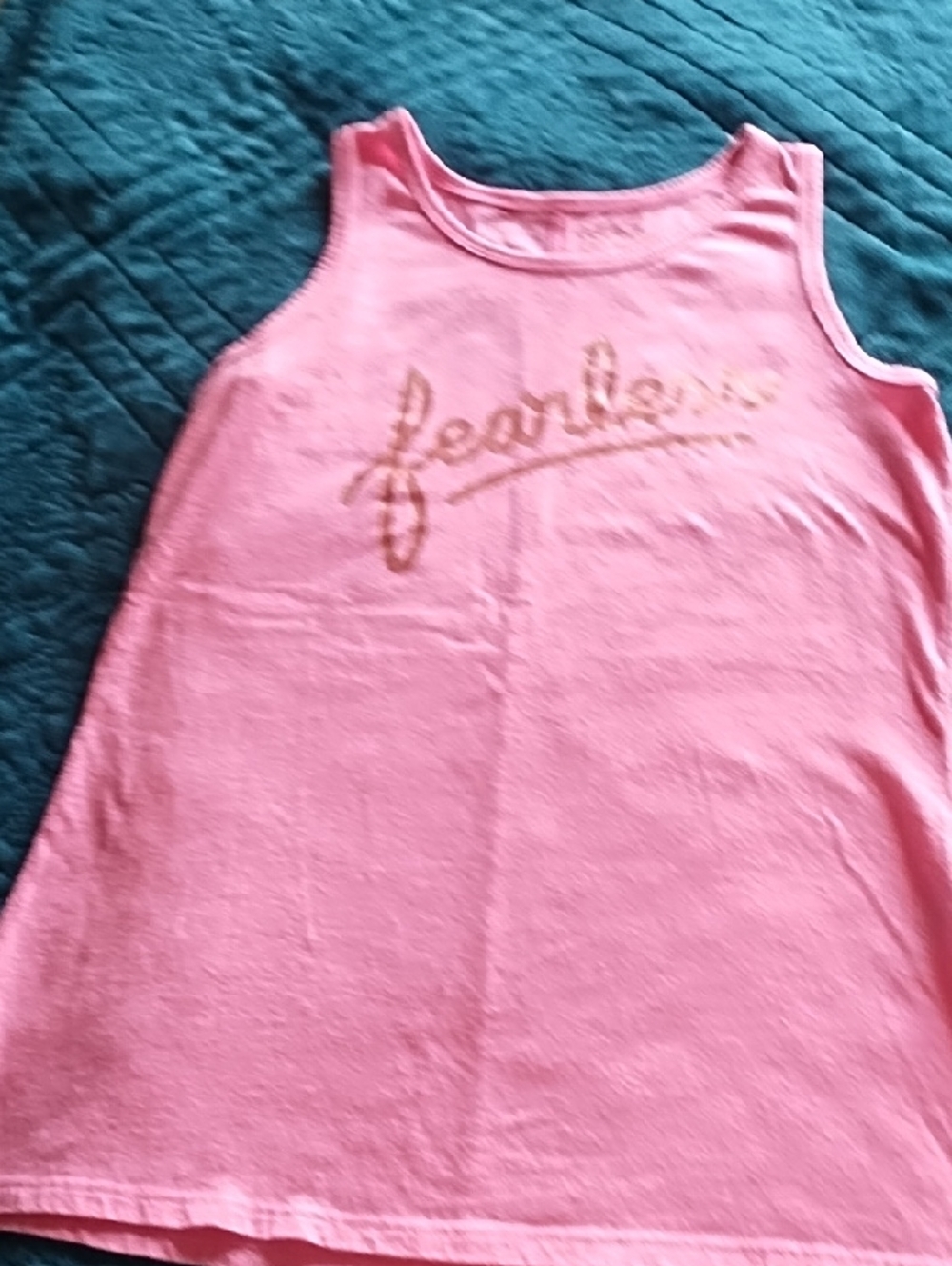 Cat & Jack Pink Tank with Metallic Script Size 10-12 Girls. VGC.